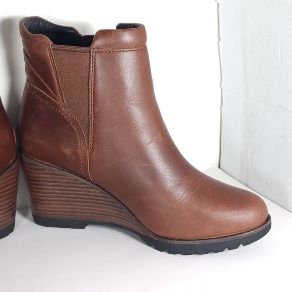 Sorel Women's After Hours US8,5 Brown Leather Wedge Ankle Chelsea Boots - Picture 7 of 15
